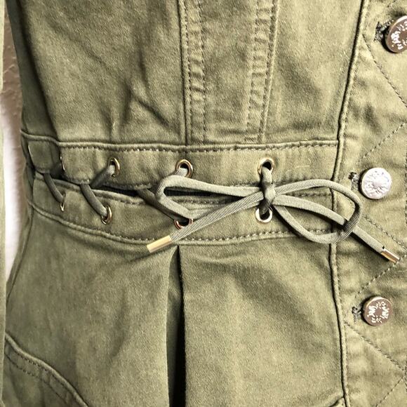 WHBM army green military style lace up waist jacket size Small - Picture 4 of 14